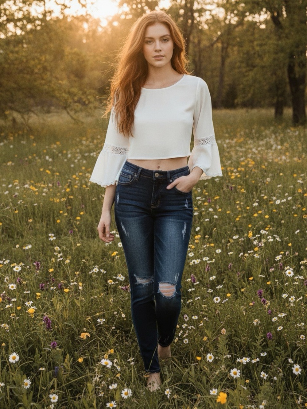 Umgee Dark Blue Distressed Skinny Jeans